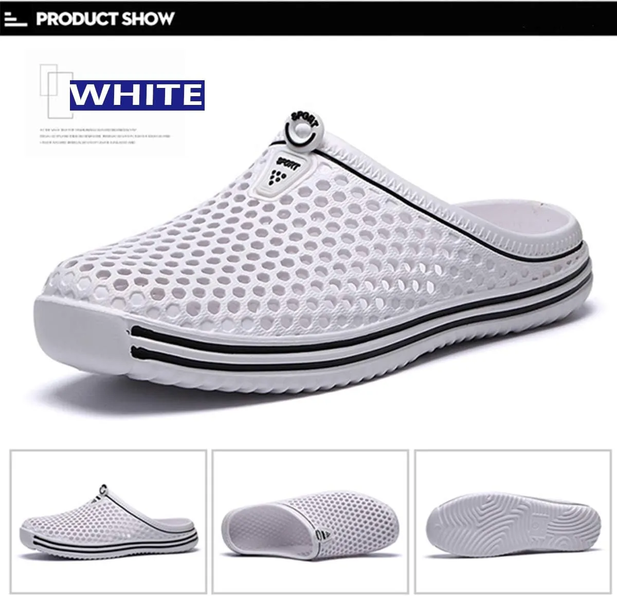 Womens Mens Bathroom Garden Non-slip Hole Breathable Lightweight Sandals Unisex Beach Quick Drying Sandals Couple Indoor/Outdoor Slippers