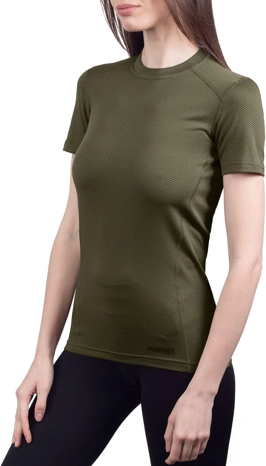 Womens Military Moisture Wicking Base Layer T-Shirt - Tactical Training Army Professional - Polartec Delta - Odor Resist