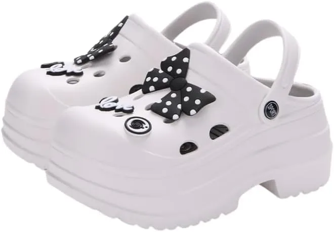 Women's Platform Clogs Slip On Slides Shoes Beach Sandals Gardener Clog Hight Heels Mule Slippers Garden Shoes DIY Cartoon Accessories Sandals