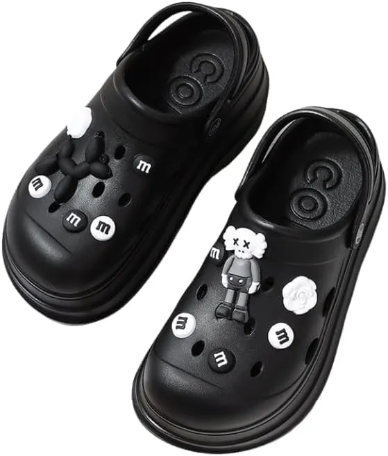 Women's Platform Clogs Slip On Slides Shoes Beach Sandals Gardener Clog Hight Heels Mule Slippers Garden Shoes DIY Cartoon Accessories Sandals