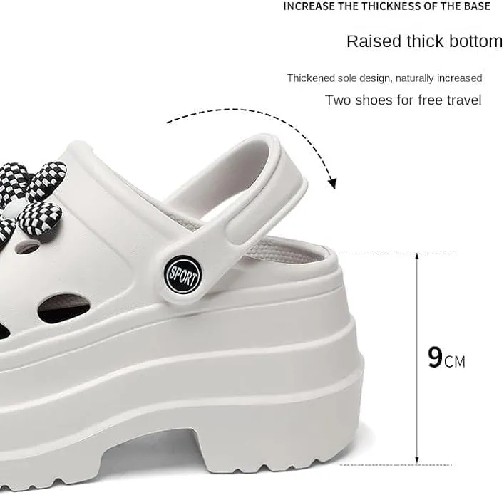 Women's Platform Clogs Slip On Slides Shoes Beach Sandals Gardener Clog Hight Heels Mule Slippers Garden Shoes DIY Cartoon Accessories Sandals