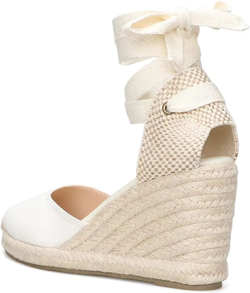 Women’s Platform Wedges Espadrilles, 3" Wedge, Soft Ankle-Tie Strap, Closed Toe, Classic Summer Sandals