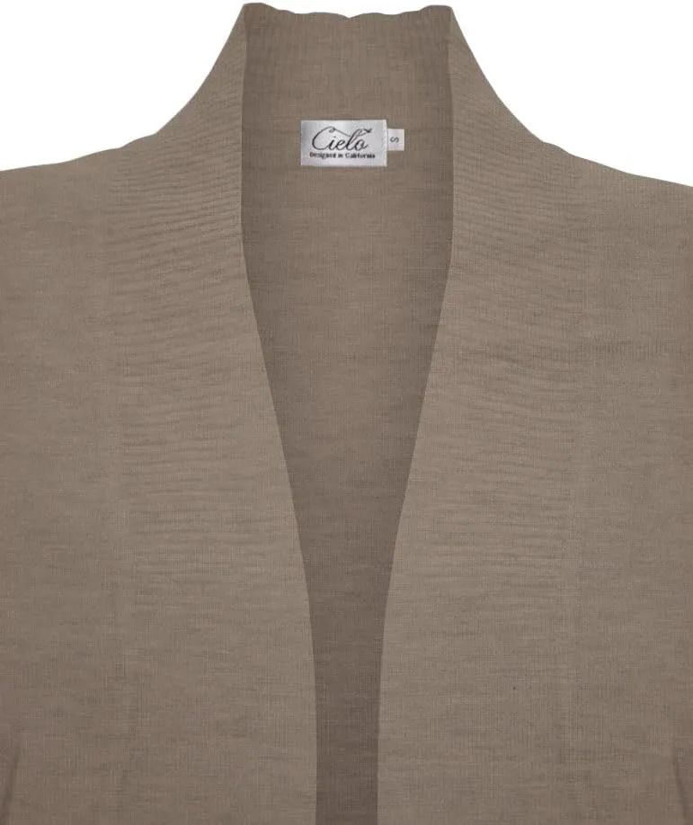Women's Solid Basic Open Front Pockets Knit Sweater Cardigan