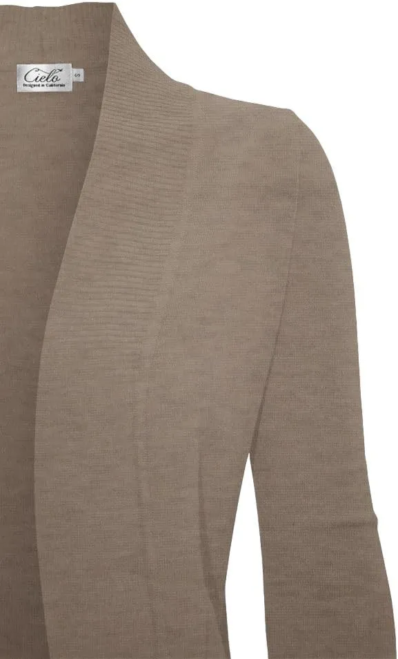 Women's Solid Basic Open Front Pockets Knit Sweater Cardigan