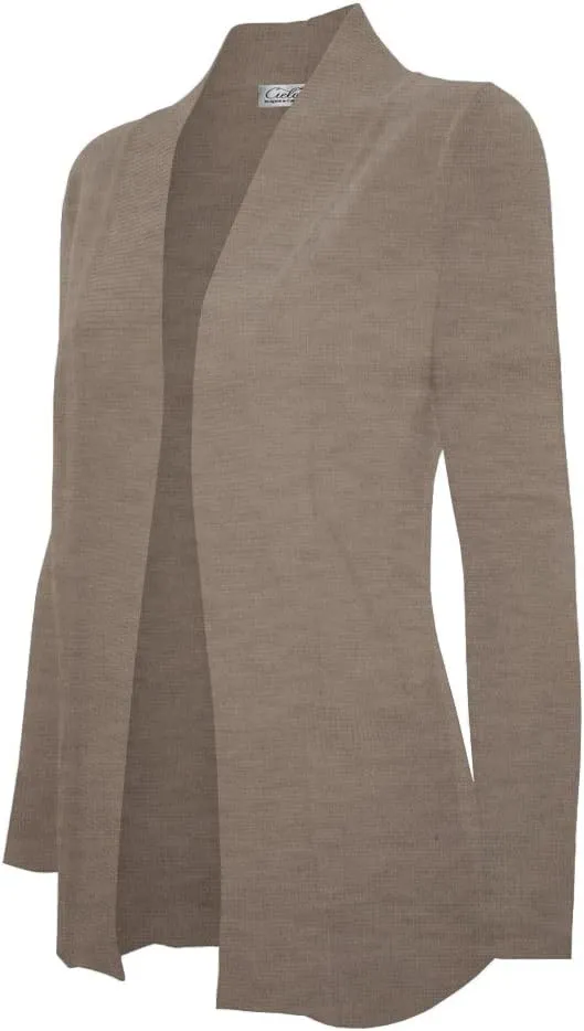Women's Solid Basic Open Front Pockets Knit Sweater Cardigan