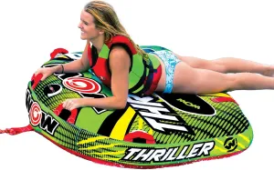 WOW Sports Thriller Towable Deck Tube for Boating Adults, Tubing Boat Inflatable for Water Sports