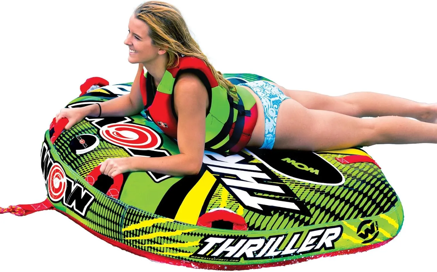 WOW Sports Thriller Towable Deck Tube for Boating Adults, Tubing Boat Inflatable for Water Sports