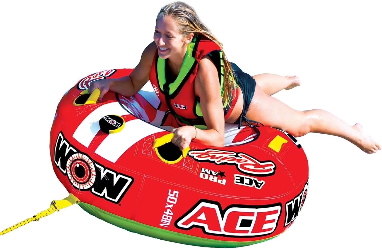 Wow Sports World of Watersports Ace Racing Boat Tube 1 Person Inflatable Towable Tube for Boating, 15-1120
