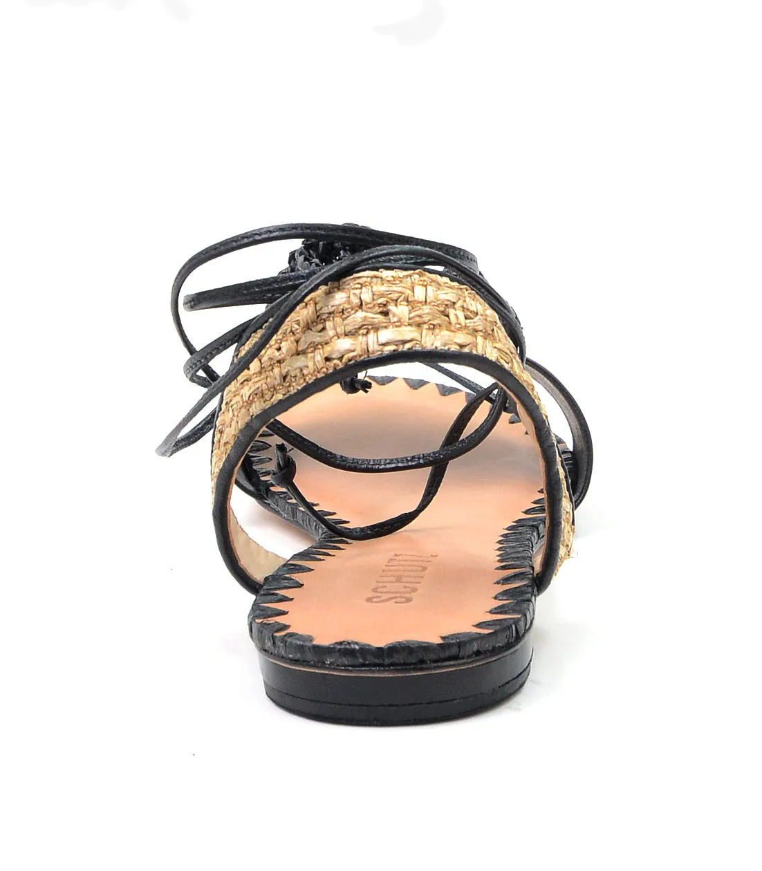 Wrap Insole Global selection Flats Kenzie Flowered Womens Sandal Schutz Toe Open Black Around Tie Rave reviews