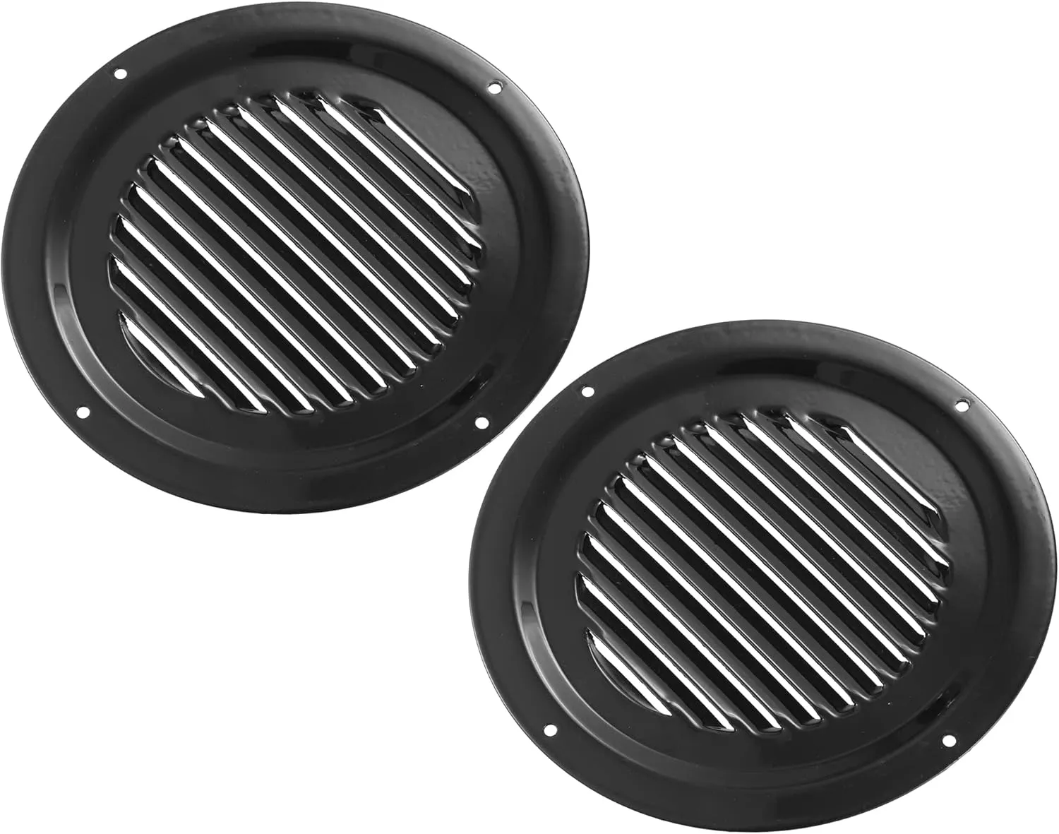 X AUTOHAUX 2pcs 6 Inch Round Marine Boat Louvered Ventilation Vent Stainless Steel Venting Panel Cover Black
