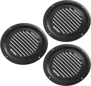 X AUTOHAUX 3pcs 6 Inch Round Marine Boat Louvered Ventilation Vent Stainless Steel Venting Panel Cover Black