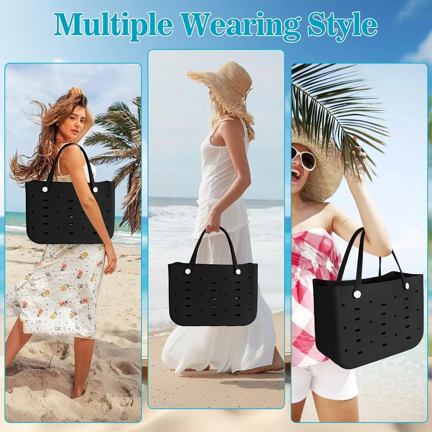 X-Large Rubber Beach Tote for Men & Women, Large Capacity Travel Bag for Boat & Pool