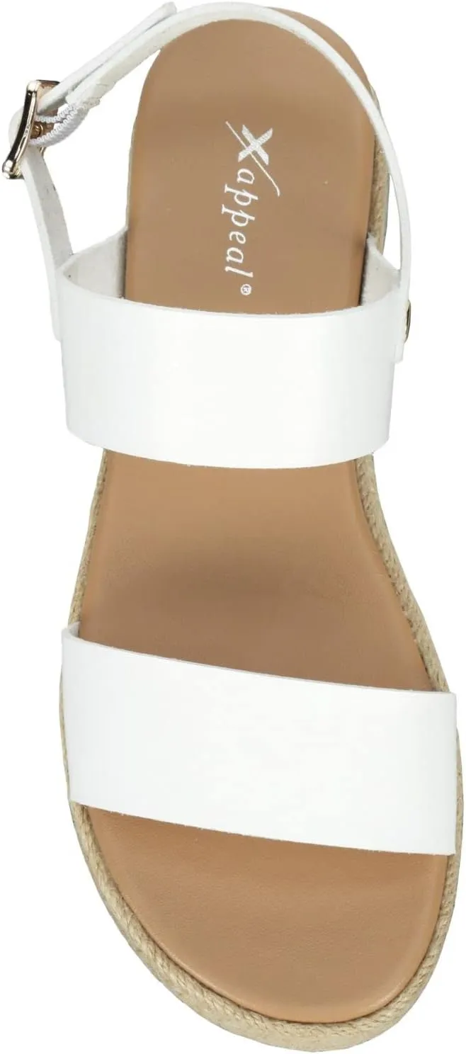 XAPPEAL Amelia - Women's Open Toe Ankle Buckle Strap Casual Platform Espadrille Sandals