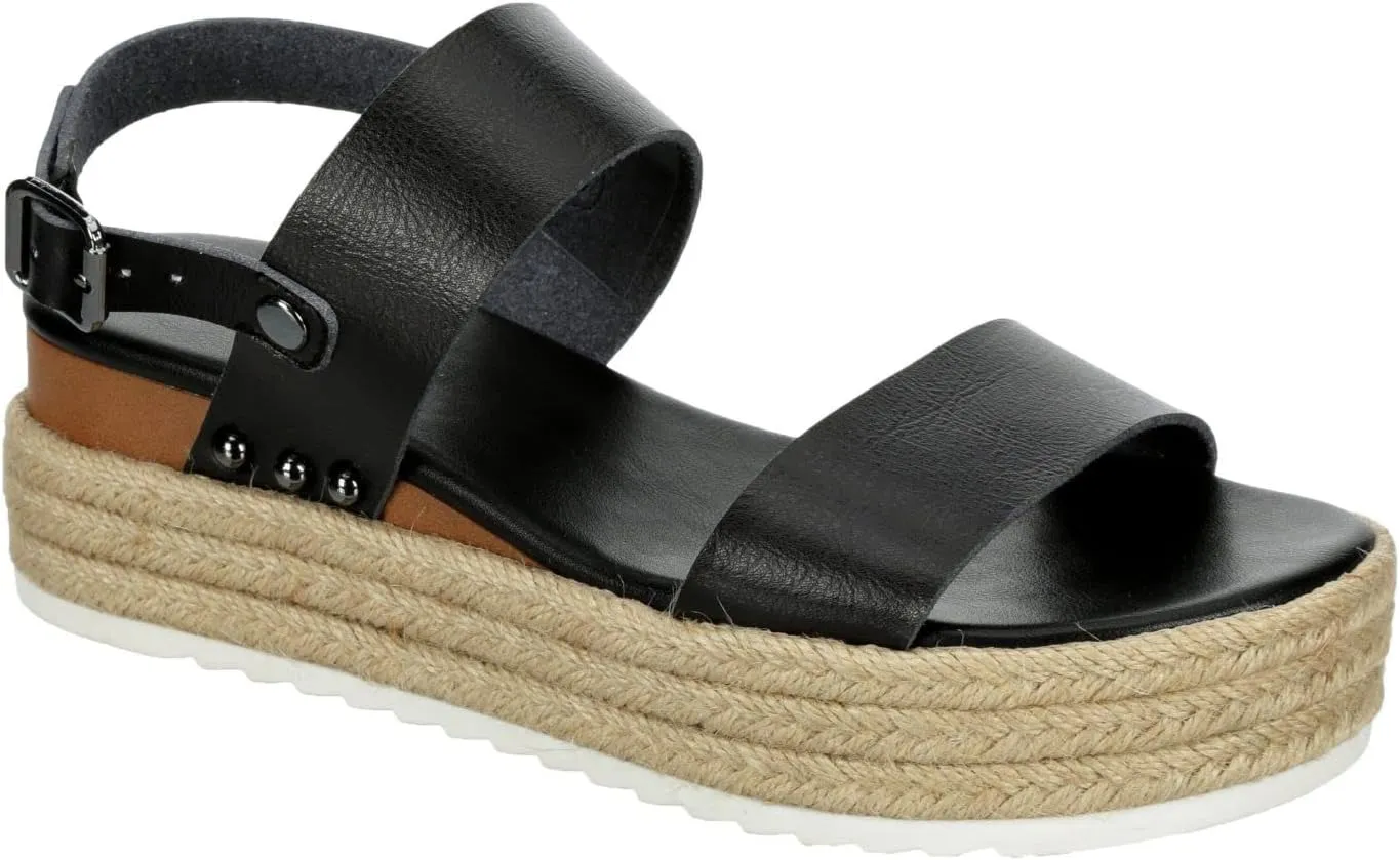 XAPPEAL Amelia - Women's Open Toe Ankle Buckle Strap Casual Platform Espadrille Sandals