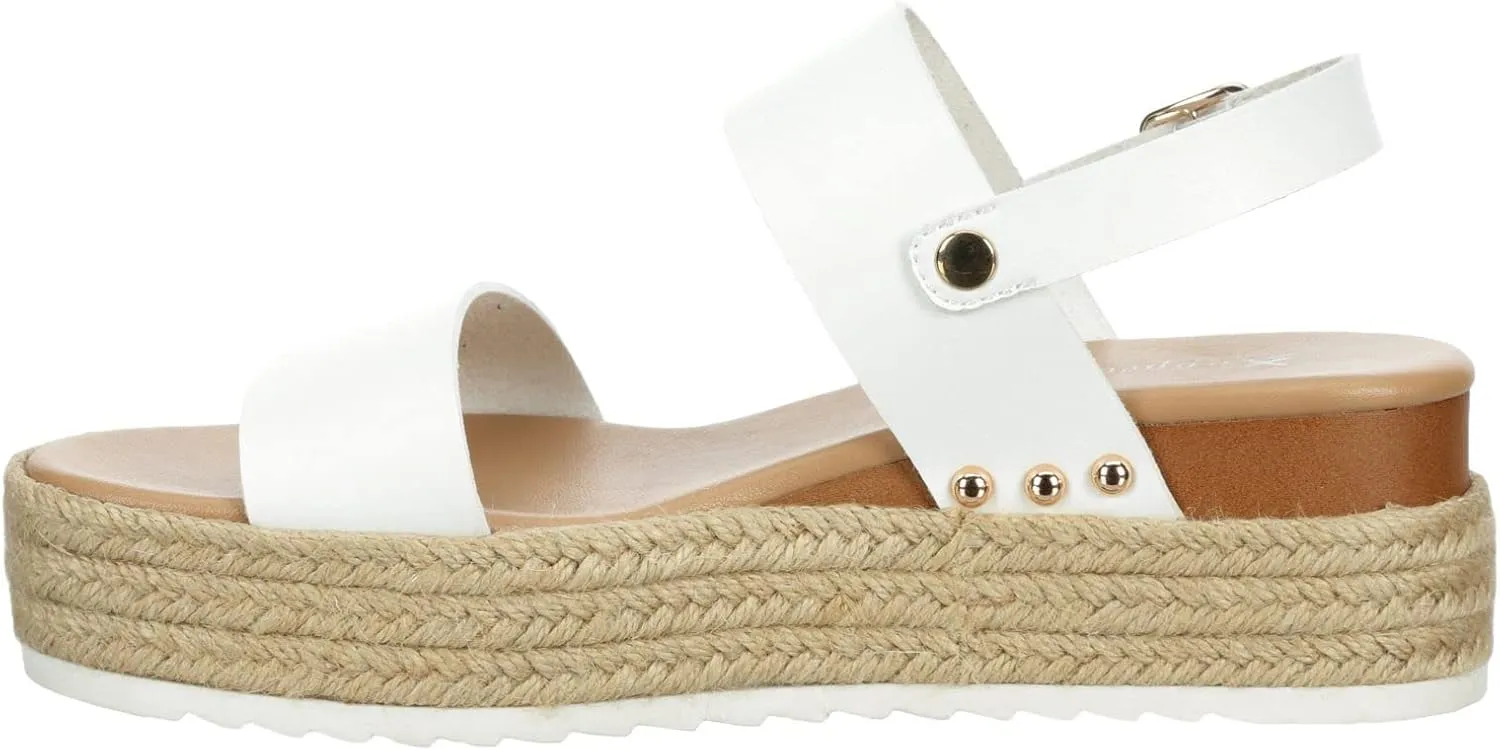 XAPPEAL Amelia - Women's Open Toe Ankle Buckle Strap Casual Platform Espadrille Sandals