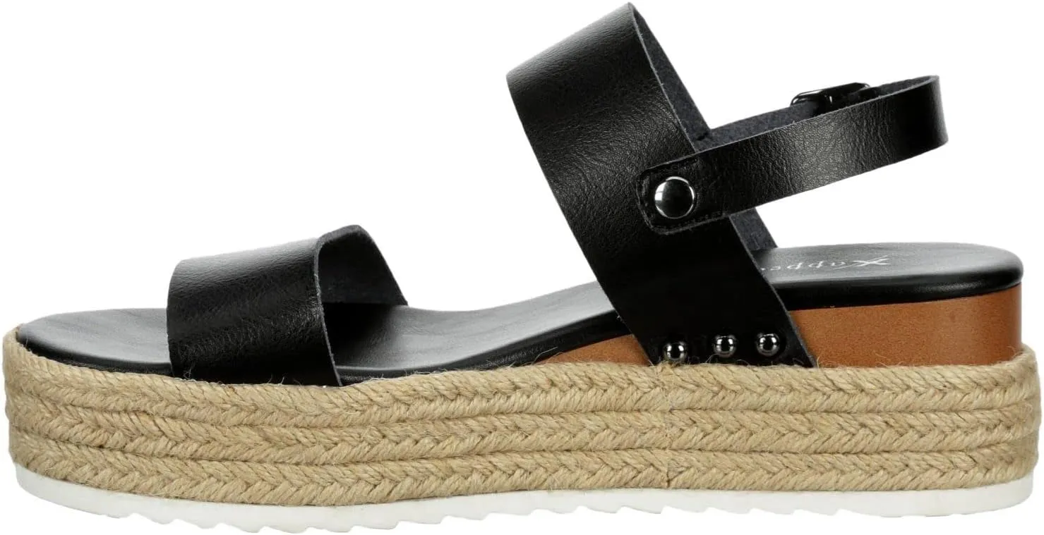 XAPPEAL Amelia - Women's Open Toe Ankle Buckle Strap Casual Platform Espadrille Sandals