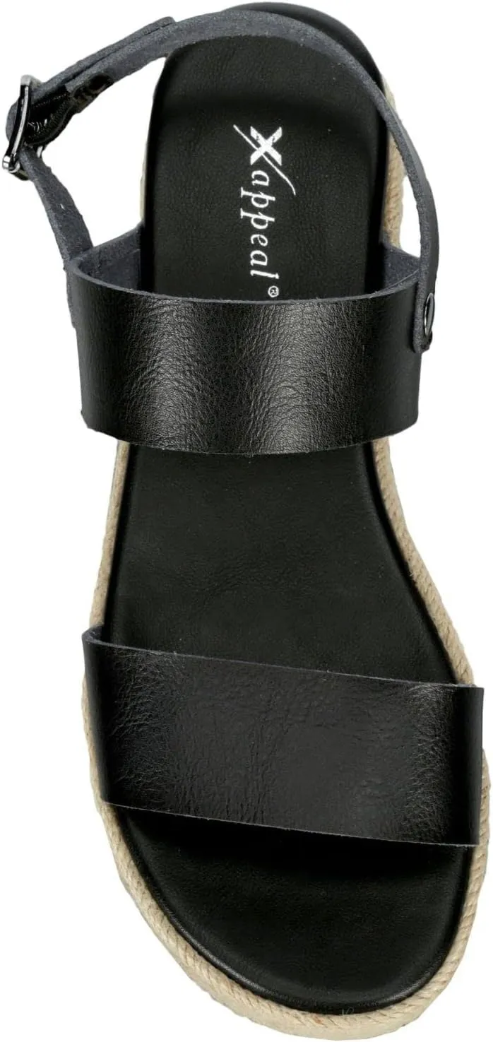 XAPPEAL Amelia - Women's Open Toe Ankle Buckle Strap Casual Platform Espadrille Sandals