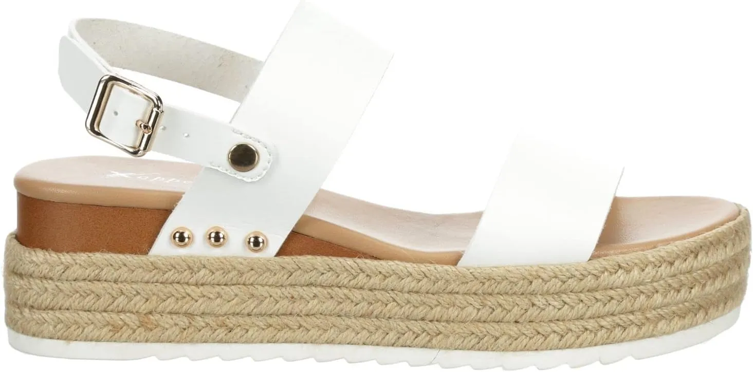 XAPPEAL Amelia - Women's Open Toe Ankle Buckle Strap Casual Platform Espadrille Sandals