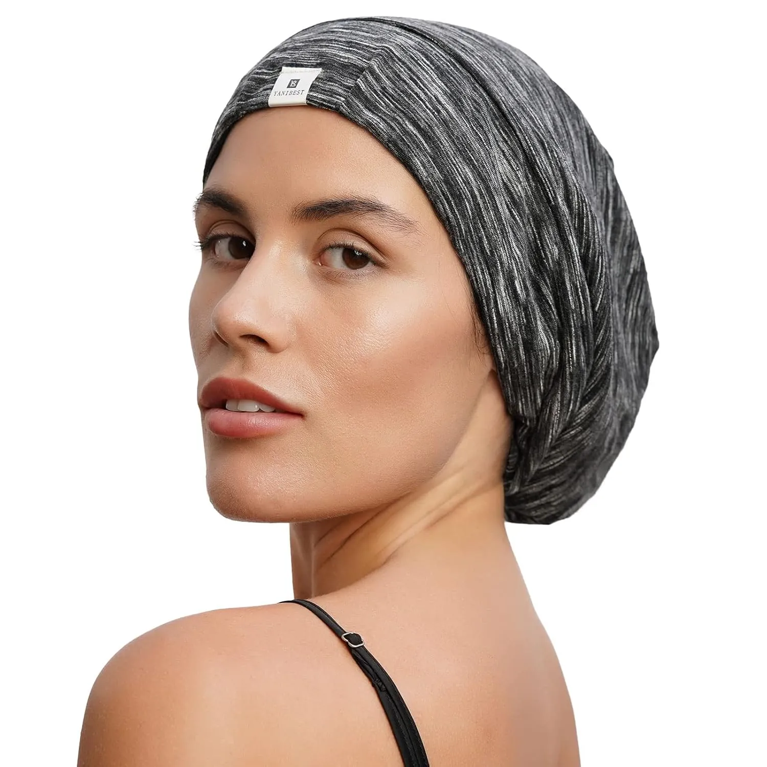 YANIBEST Silk Satin Bonnet Hair Wrap for Sleeping, Adjustable Slouchy Beanie for Women, Silk Lined for Curly Hair and Braids Dark Blue