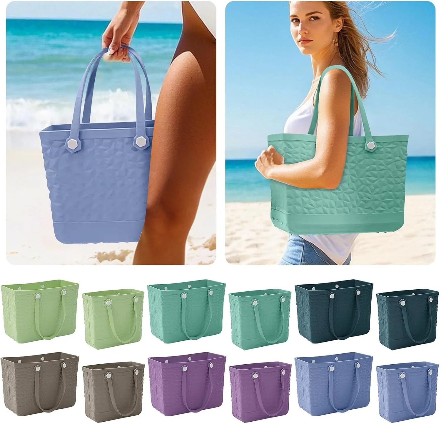 Yanzhenglip Rubber Tote Bag For Women Large Rubber Beach Bag Waterproof Washable Handbag Durable Tote Bag