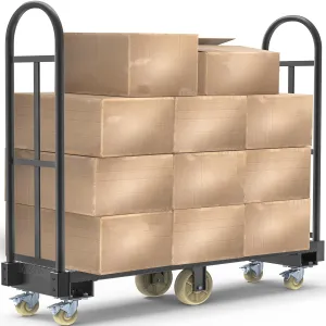 YINTATECH 2000lbs Heavy-Duty U-Boat Cart,63"*15.75"*61.5" U Boat Platform Dolly with 6 Casters(4 Swivel Wheels with Brake & 2 Solid Wheels) for Garage,Warehouse,Household