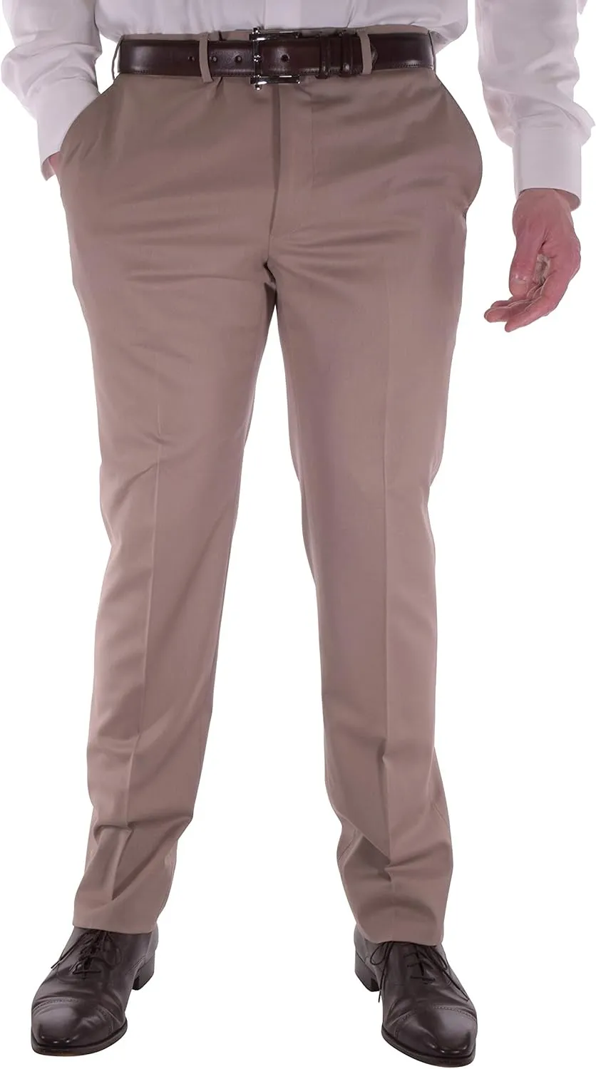 Zanella Pn12 Luxury Wool Men Trousers - Modern Fit Flat Front Dress Pants