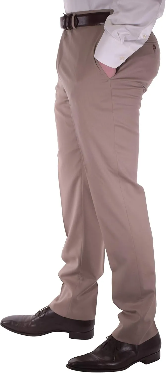 Zanella Pn12 Luxury Wool Men Trousers - Modern Fit Flat Front Dress Pants