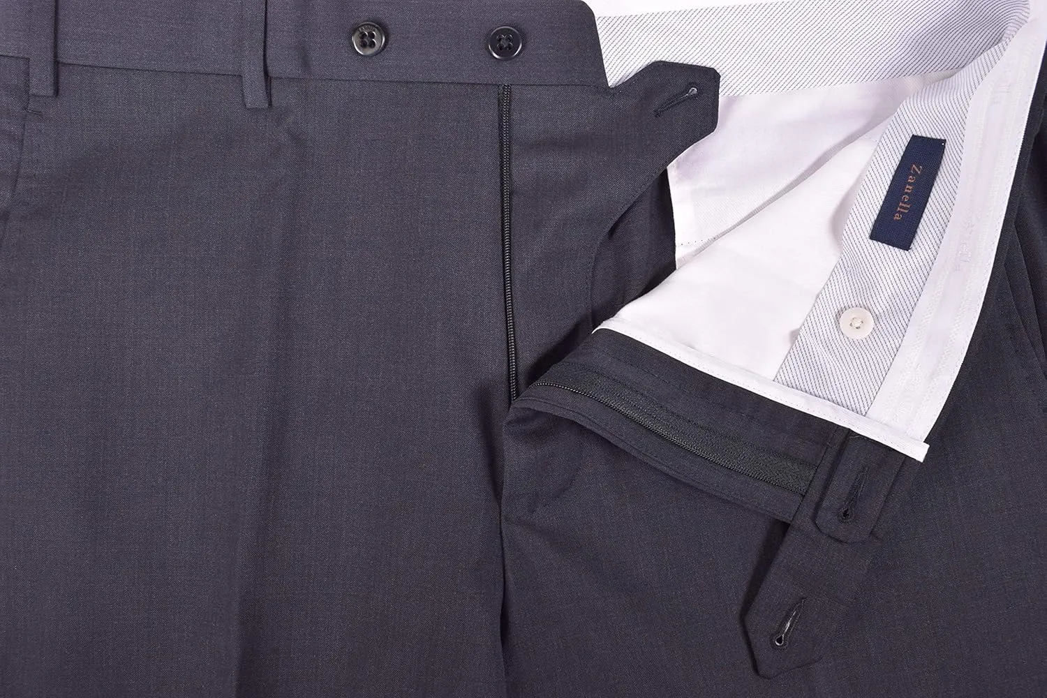 Zanella Todd Luxury Wool Men Trousers - Modern Fit Flat Front Dress Pants