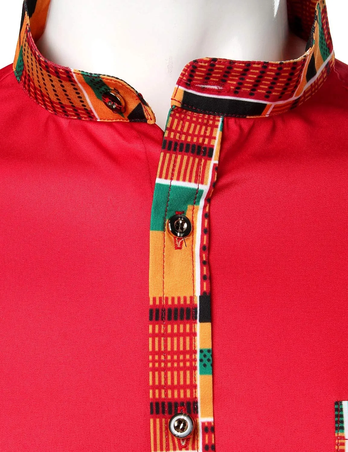ZEROYAA Men's Hipster African Tribal Graphic Patchwork Design Slim Fit Long Sleeve Button up Mandarin Collar Shirts