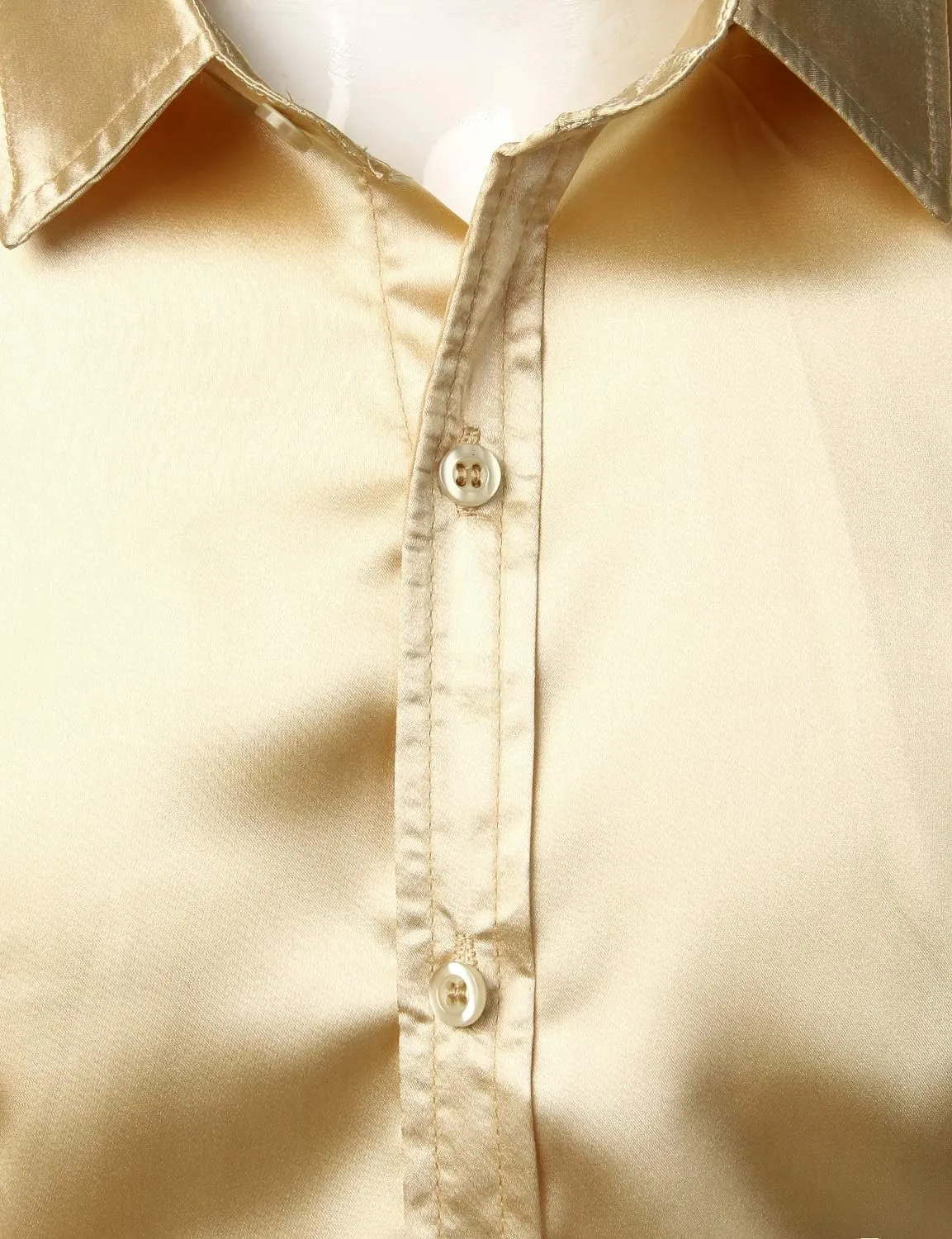 ZEROYAA Men's Luxury Shiny Silk Like Satin Button Up Dress Shirts
