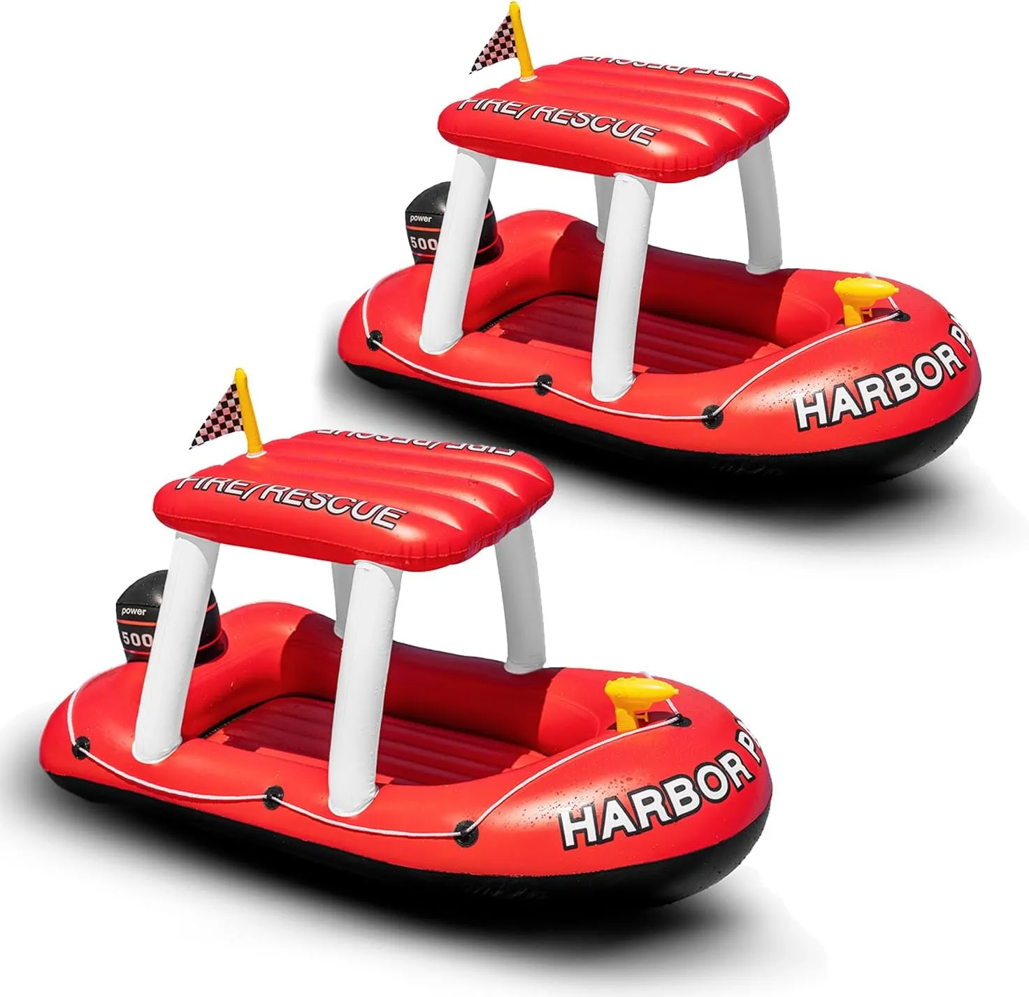Zone Tech Inflatable Patrol Boat Pool Float and Harbor Master Boat Pool Float Ride On Fun Water Toy Squirter