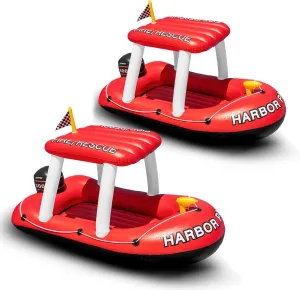 Zone Tech Inflatable Patrol Boat Pool Float and Harbor Master Boat Pool Float Ride On Fun Water Toy Squirter